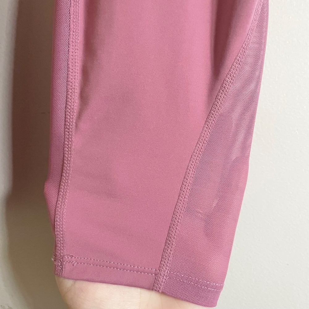 Pink rose athletic mesh detail leggings pants - Picture 3 of 7